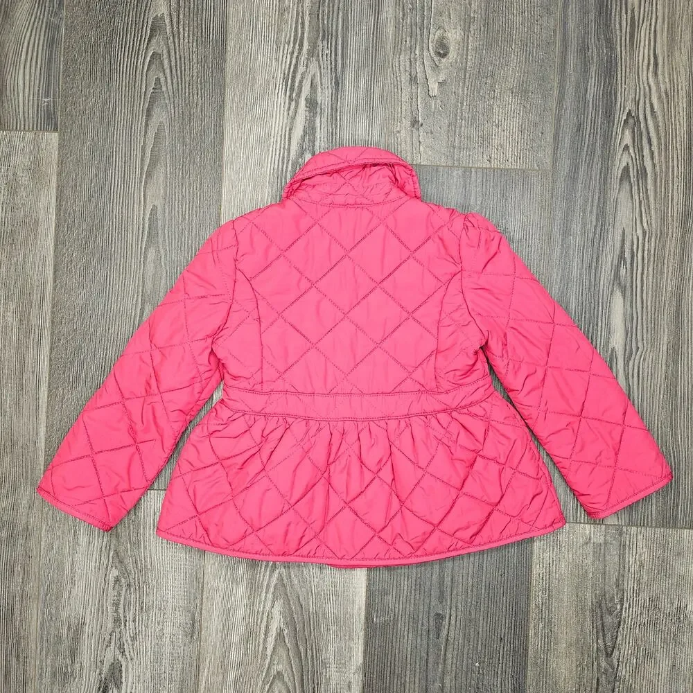 RALPH LAUREN QUILTED JACKET – GIRLS 4T – BRIGHT PINK – DOUBLE‑BREASTED